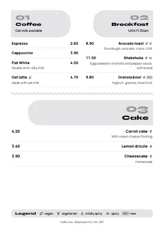 Café menu template “Zigzag” with dishes and prices