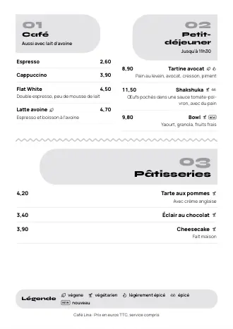 Modèle de carte « Zigzag » avec plats et prix